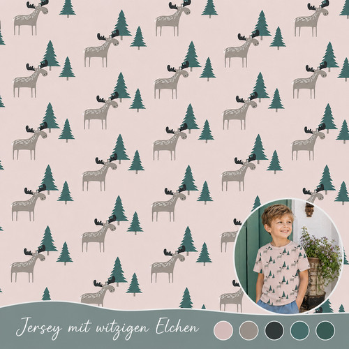 Jersey stoff elche 100x150cm - jersey,