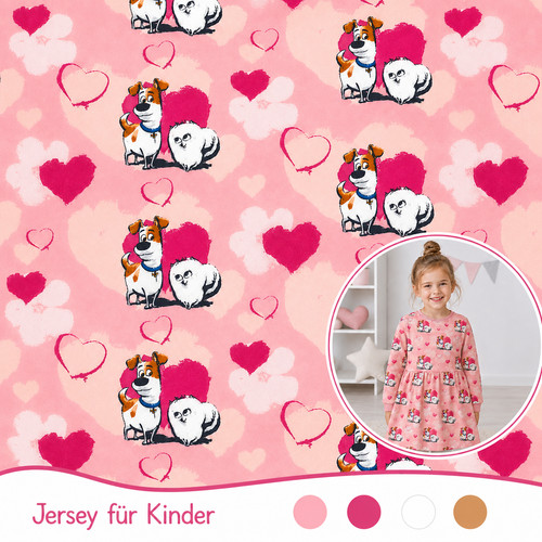 Jersey stoff hunde herzen - jersey,